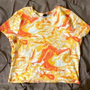 Women’s Wild Fable Women’s Crop Top Swirly Orange Pink Colors Size XXL Ribbed